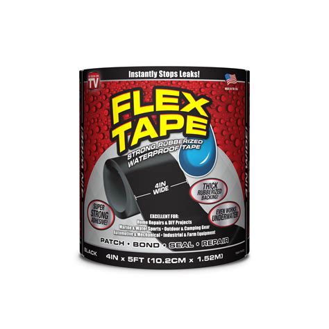 Flex Tape Black 4 in. x 5 ft. Strong Rubberized Waterproof Tape